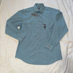 UNLISTED  by Kenneth Cole SLIM FIT  Teal Checkered Shirt SIZE M(15-15 1/2 )